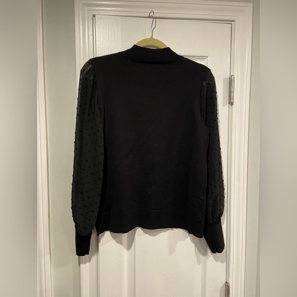 NWT Vince Camuto Size S Black Swiss Dot Long Sleeve Mock Neck Knit Sweater - Picture 11 of 14